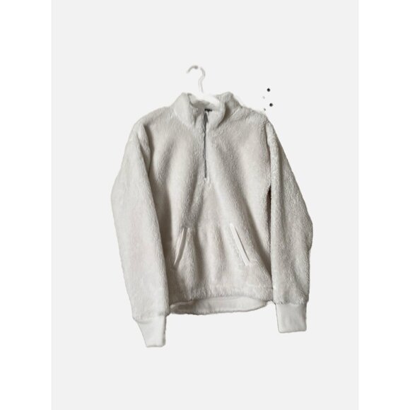 All In Motion Women 1/4 Zipper Pullover Faux Fur Ivory Sweater Top Size XL. - Picture 1 of 7